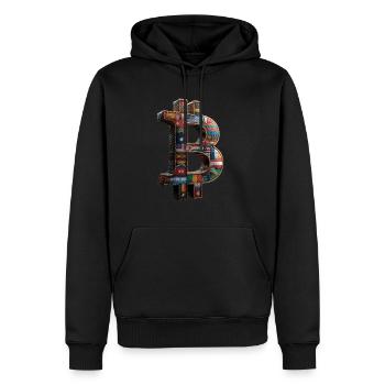 Bitcoin Design für BTC Fans - Männer Premium Bio Hoodie - Schwarz - Vorne - Nico (187cm)