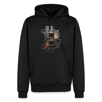 Bitcoin Design für BTC Fans - Männer Premium Bio Hoodie - Schwarz - Vorne - Nico (187cm)