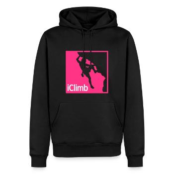 Rock Climbing iClimb - Sweat à capuche Premium bio Homme - noir - Devant - Nico (187cm)