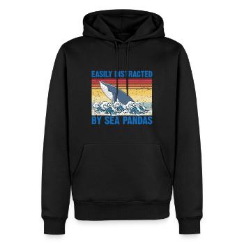 Baleines Baleines Océan Mer Marine Biologiste Plongée Rétro - Sweat à capuche Premium bio Homme - noir - Devant - Nico (187cm)