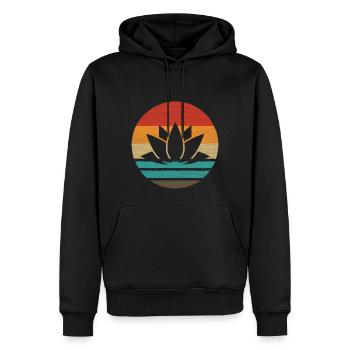 Lotus Retro Style Vintage - Sweat à capuche Premium bio Homme - noir - Devant - Nico (187cm)