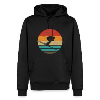 Skifahren Retro Style Vintage - Männer Premium Bio Hoodie - Schwarz - Vorne - Nico (187cm)