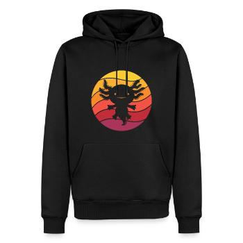 Axolotl Retro Style Vintage - Sweat à capuche Premium bio Homme - noir - Devant - Nico (187cm)