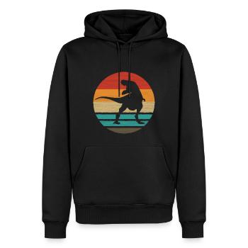 Dinosaure Rétro Style Vintage - Sweat à capuche Premium bio Homme - noir - Devant - Nico (187cm)