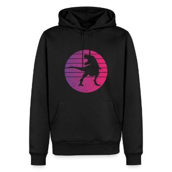 Dinosaure Rétro Style Vintage - Sweat à capuche Premium bio Homme - noir - Devant - Nico (187cm)