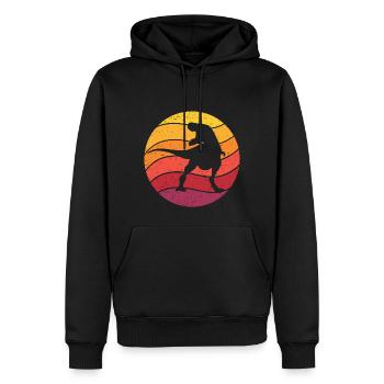 Dinosaure Rétro Style Vintage - Sweat à capuche Premium bio Homme - noir - Devant - Nico (187cm)