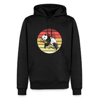 Panda Retro Style Vintage - Männer Premium Bio Hoodie - Schwarz - Vorne - Nico (187cm)