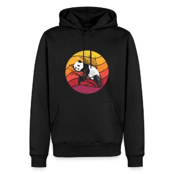 Panda Retro Style Vintage - Männer Premium Bio Hoodie - Schwarz - Vorne - Nico (187cm)