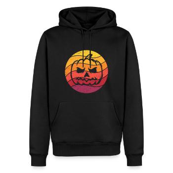 Citrouille Rétro Style Vintage - Sweat à capuche Premium bio Homme - noir - Devant - Nico (187cm)