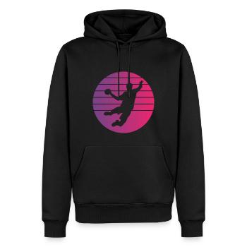 Joueur de Handball Retro Style Vintage - Sweat à capuche Premium bio Homme - noir - Devant - Nico (187cm)