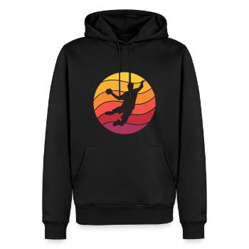 Joueur de Handball Retro Style Vintage - Sweat à capuche Premium bio Homme - noir - Devant - Nico (187cm)