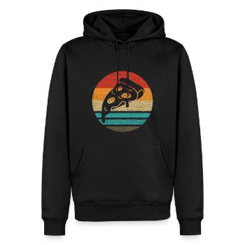 Pizza Slice Retro Style Vintage - Sweat à capuche Premium bio Homme - noir - Devant - Nico (187cm)