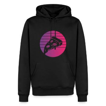 Pizza Stück Retro Style Vintage - Männer Premium Bio Hoodie - Schwarz - Vorne - Nico (187cm)