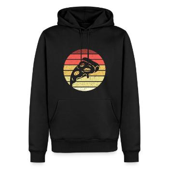 Pizza Stück Retro Style Vintage - Männer Premium Bio Hoodie - Schwarz - Vorne - Nico (187cm)