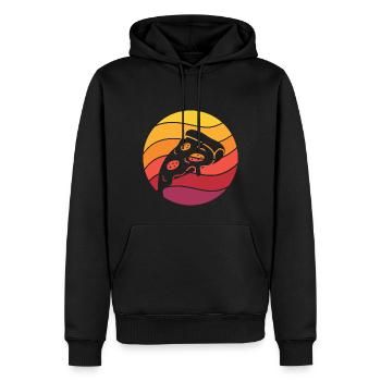 Pizza Slice Retro Style Vintage - Sweat à capuche Premium bio Homme - noir - Devant - Nico (187cm)