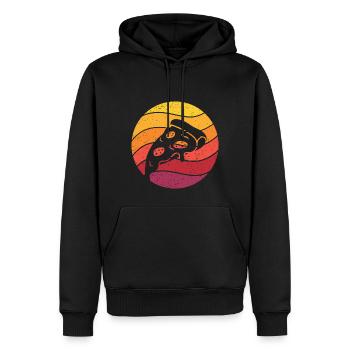 Pizza Stück Retro Style Vintage - Männer Premium Bio Hoodie - Schwarz - Vorne - Nico (187cm)