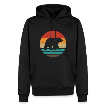 Ours Retro Style Vintage - Sweat à capuche Premium bio Homme - noir - Devant - Nico (187cm)