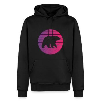 Ours Retro Style Vintage - Sweat à capuche Premium bio Homme - noir - Devant - Nico (187cm)
