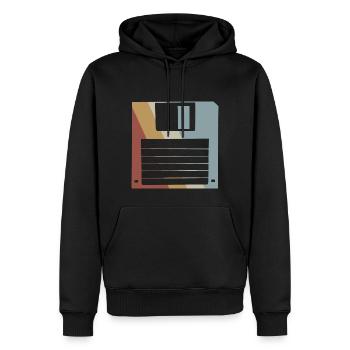 Floppy Retro Style Vintage - Men’s Premium Organic Hoodie - black - Front - Nico (187cm)
