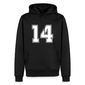 14 Zahl Trikot - Männer Premium Bio Hoodie - Schwarz - Vorne - Nico (187cm)
