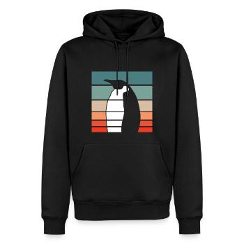 Pingouin Rétro Style Vintage - Sweat à capuche Premium bio Homme - noir - Devant - Nico (187cm)