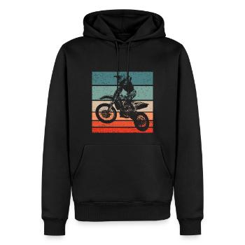 Motocross Retro Style Vintage - Sweat à capuche Premium bio Homme - noir - Devant - Nico (187cm)