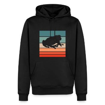 Frosch Retro Style Vintage - Männer Premium Bio Hoodie - Schwarz - Vorne - Nico (187cm)