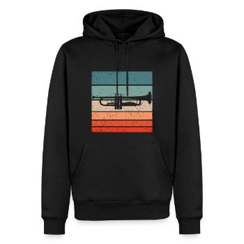 Trompete Retro Style Vintage - Männer Premium Bio Hoodie - Schwarz - Vorne - Nico (187cm)