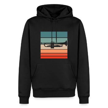 Trompete Retro Style Vintage - Männer Premium Bio Hoodie - Schwarz - Vorne - Nico (187cm)