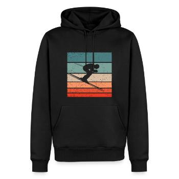 Skifahren Retro Style Vintage - Männer Premium Bio Hoodie - Schwarz - Vorne - Nico (187cm)