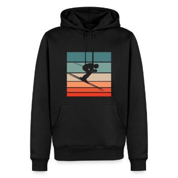 Skifahren Retro Style Vintage - Männer Premium Bio Hoodie - Schwarz - Vorne - Nico (187cm)