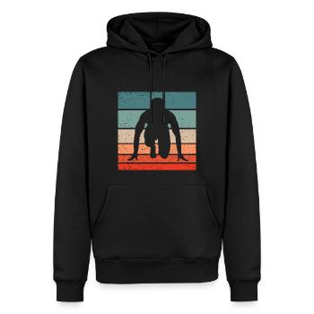 Running Retro Style Vintage - Men’s Premium Organic Hoodie - black - Front - Nico (187cm)
