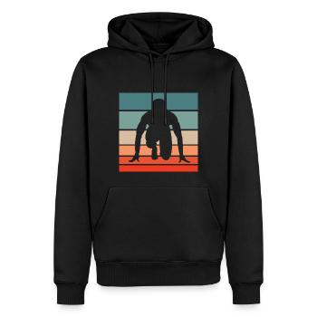 Running Retro Style Vintage - Men’s Premium Organic Hoodie - black - Front - Nico (187cm)