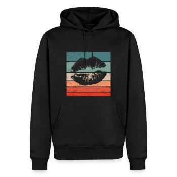 Lippen Retro Style Vintage - Männer Premium Bio Hoodie - Schwarz - Vorne - Nico (187cm)