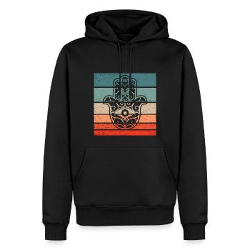 Hamsa Hand der Fatima Retro Style Vintage - Männer Premium Bio Hoodie - Schwarz - Vorne - Nico (187cm)
