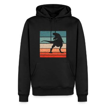 Dinosaure Rétro Style Vintage - Sweat à capuche Premium bio Homme - noir - Devant - Nico (187cm)
