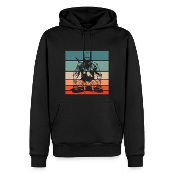 Ninja Retro Style Vintage - Männer Premium Bio Hoodie - Schwarz - Vorne - Nico (187cm)