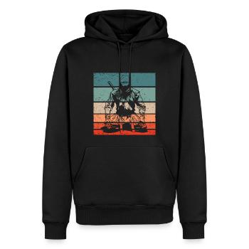 Ninja Retro Style Vintage - Männer Premium Bio Hoodie - Schwarz - Vorne - Nico (187cm)