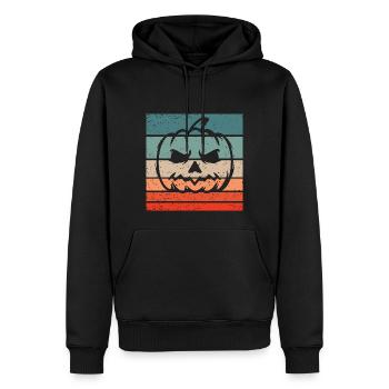 Citrouille Rétro Style Vintage - Sweat à capuche Premium bio Homme - noir - Devant - Nico (187cm)