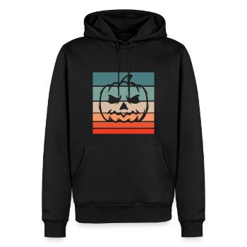 Citrouille Rétro Style Vintage - Sweat à capuche Premium bio Homme - noir - Devant - Nico (187cm)