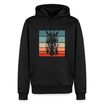 Licorne Rétro Style Vintage - Sweat à capuche Premium bio Homme - noir - Devant - Nico (187cm)