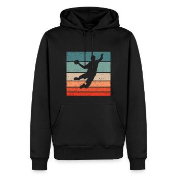 Joueur de Handball Retro Style Vintage - Sweat à capuche Premium bio Homme - noir - Devant - Nico (187cm)