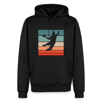Joueur de Handball Retro Style Vintage - Sweat à capuche Premium bio Homme - noir - Devant - Nico (187cm)
