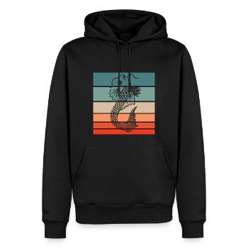 Koi Fisch Retro Style Vintage - Männer Premium Bio Hoodie - Schwarz - Vorne - Nico (187cm)