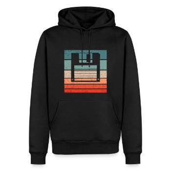 Floppy Retro Style Vintage - Men’s Premium Organic Hoodie - black - Front - Nico (187cm)