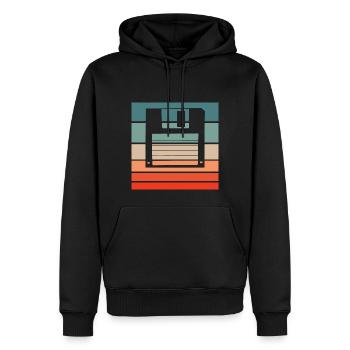 Floppy Retro Style Vintage - Men’s Premium Organic Hoodie - black - Front - Nico (187cm)