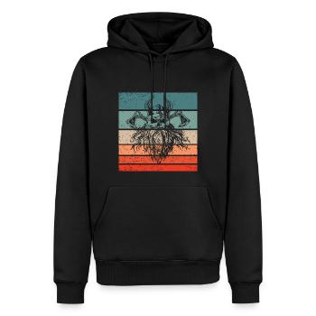 Viking Skull Retro Style Vintage - Sweat à capuche Premium bio Homme - noir - Devant - Nico (187cm)