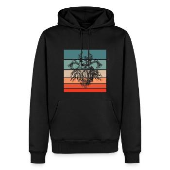 Viking Skull Retro Style Vintage - Sweat à capuche Premium bio Homme - noir - Devant - Nico (187cm)