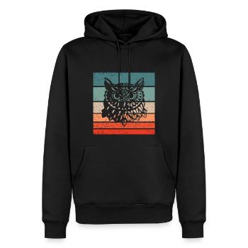Eule Retro Style Vintage - Männer Premium Bio Hoodie - Schwarz - Vorne - Nico (187cm)