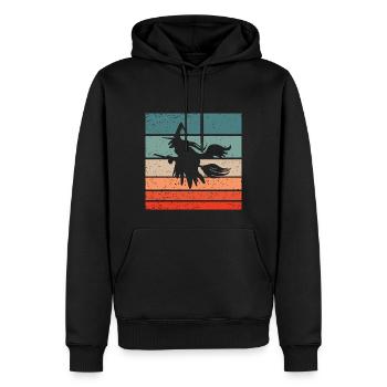 Hexe Hexenbesen Helloween Retro Style Vintage - Männer Premium Bio Hoodie - Schwarz - Vorne - Nico (187cm)